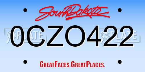 0CZO422 South Dakota License Plate