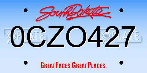 0CZO427 South Dakota License Plate