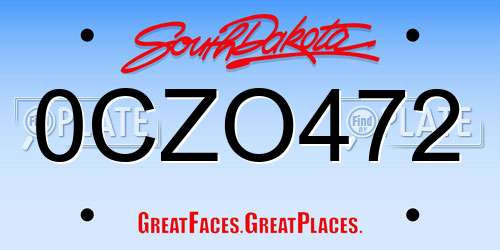 0CZO472 South Dakota License Plate