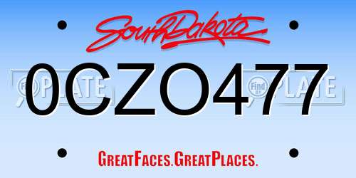 0CZO477 South Dakota License Plate