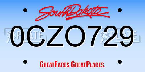 0CZO729 South Dakota License Plate