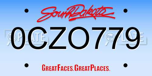 0CZO779 South Dakota License Plate
