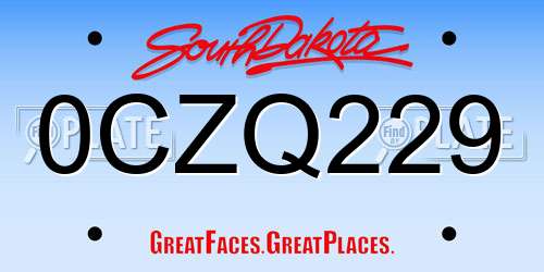 0CZQ229 South Dakota License Plate