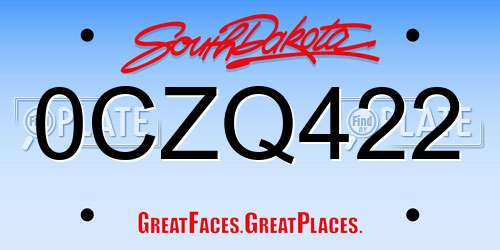 0CZQ422 South Dakota License Plate