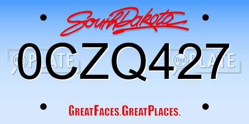 0CZQ427 South Dakota License Plate