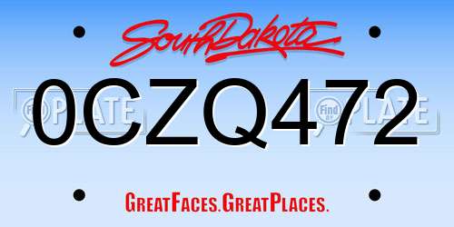 0CZQ472 South Dakota License Plate