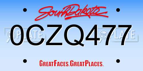 0CZQ477 South Dakota License Plate