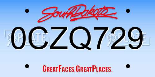 0CZQ729 South Dakota License Plate