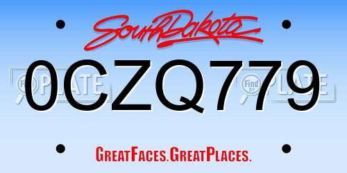 0CZQ779 South Dakota License Plate