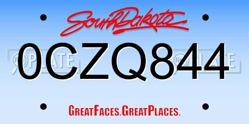0CZQ844 South Dakota License Plate