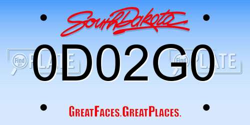 0D02G0 South Dakota License Plate