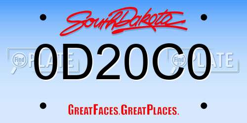 0D20C0 South Dakota License Plate