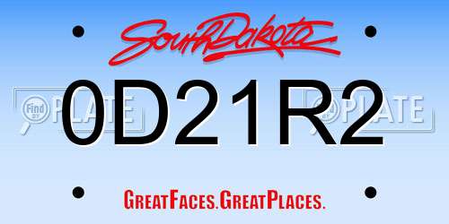 0D21R2 South Dakota License Plate