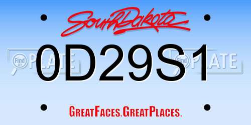 0D29S1 South Dakota License Plate