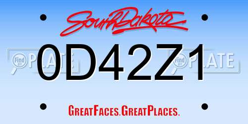 0D42Z1 South Dakota License Plate
