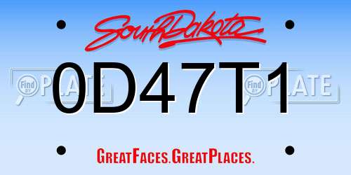 0D47T1 South Dakota License Plate