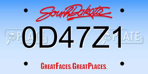 0D47Z1 South Dakota License Plate