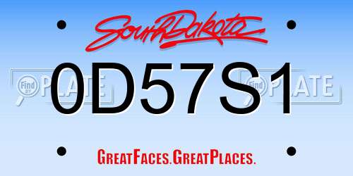 0D57S1 South Dakota License Plate