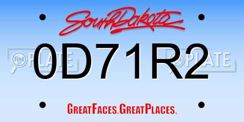 0D71R2 South Dakota License Plate