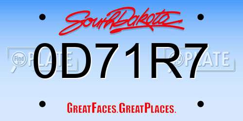 0D71R7 South Dakota License Plate