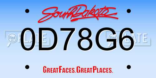 0D78G6 South Dakota License Plate