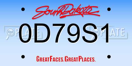 0D79S1 South Dakota License Plate