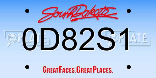 0D82S1 South Dakota License Plate
