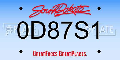 0D87S1 South Dakota License Plate