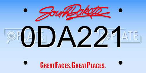 0DA221 South Dakota License Plate