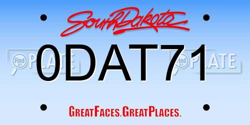 0DAT71 South Dakota License Plate