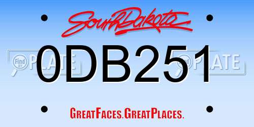 0DB251 South Dakota License Plate