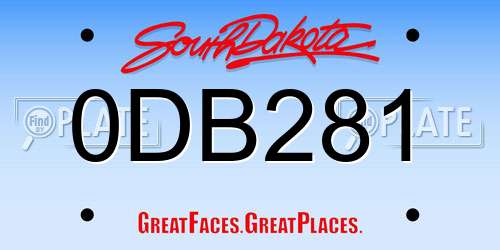 0DB281 South Dakota License Plate