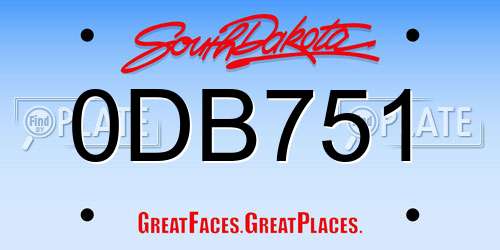 0DB751 South Dakota License Plate
