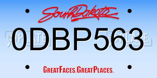 0DBP563 South Dakota License Plate