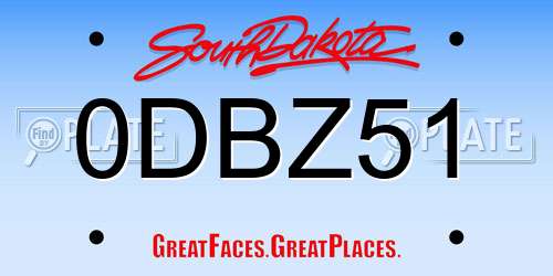 0DBZ51 South Dakota License Plate