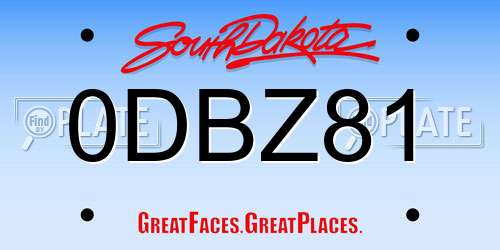 0DBZ81 South Dakota License Plate