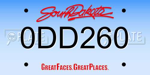 0DD260 South Dakota License Plate