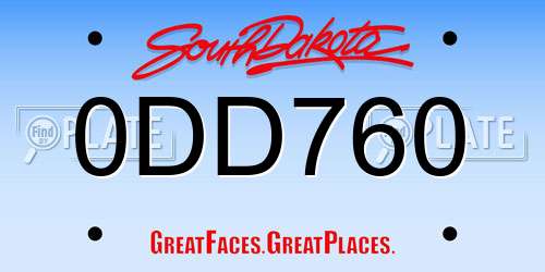 0DD760 South Dakota License Plate
