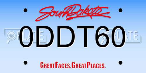 0DDT60 South Dakota License Plate