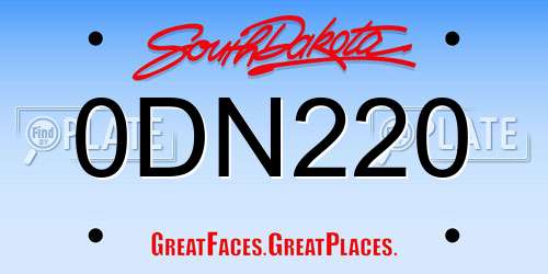 0DN220 South Dakota License Plate