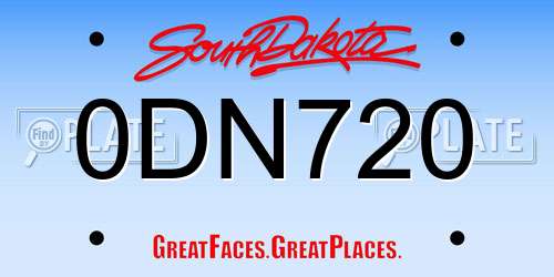 0DN720 South Dakota License Plate