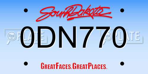 0DN770 South Dakota License Plate