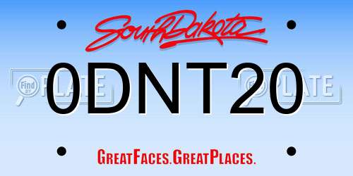 0DNT20 South Dakota License Plate