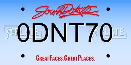 0DNT70 South Dakota License Plate