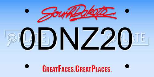 0DNZ20 South Dakota License Plate