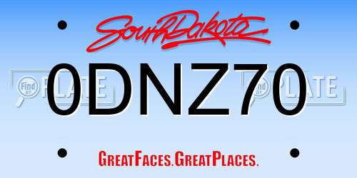 0DNZ70 South Dakota License Plate