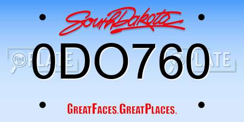 0DO760 South Dakota License Plate