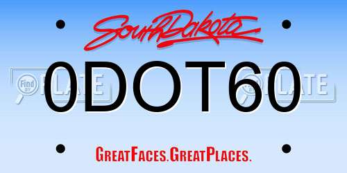 0DOT60 South Dakota License Plate