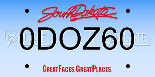 0DOZ60 South Dakota License Plate