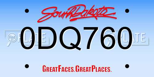 0DQ760 South Dakota License Plate